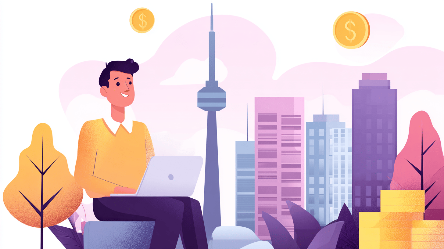 Canadian small business owner reviewing health coverage options online