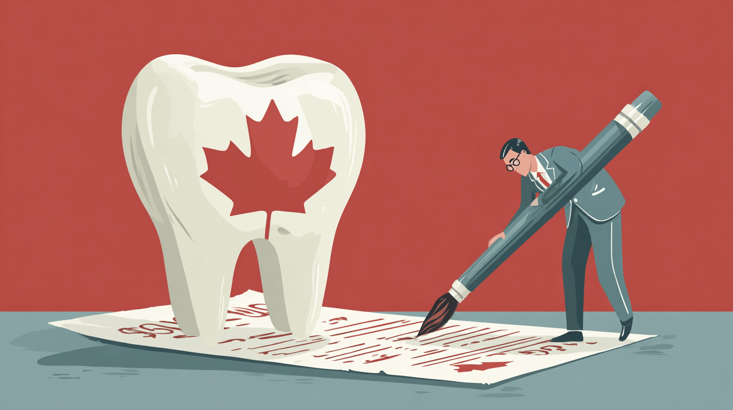 Business professionals discussing employee dental and vision benefits plans in a Canadian office