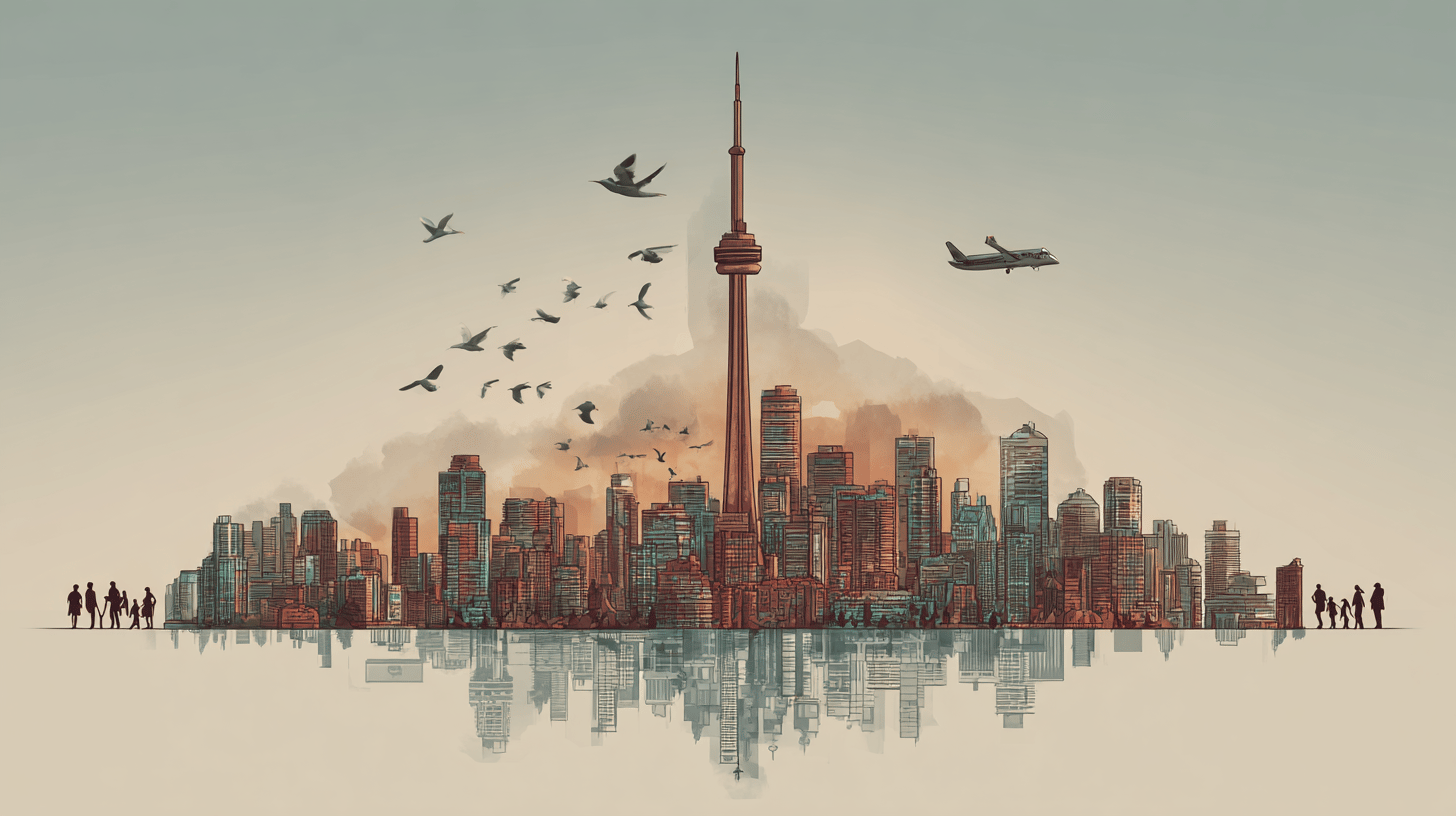 Toronto skyline with healthcare symbols representing Health & Benefits Day initiative