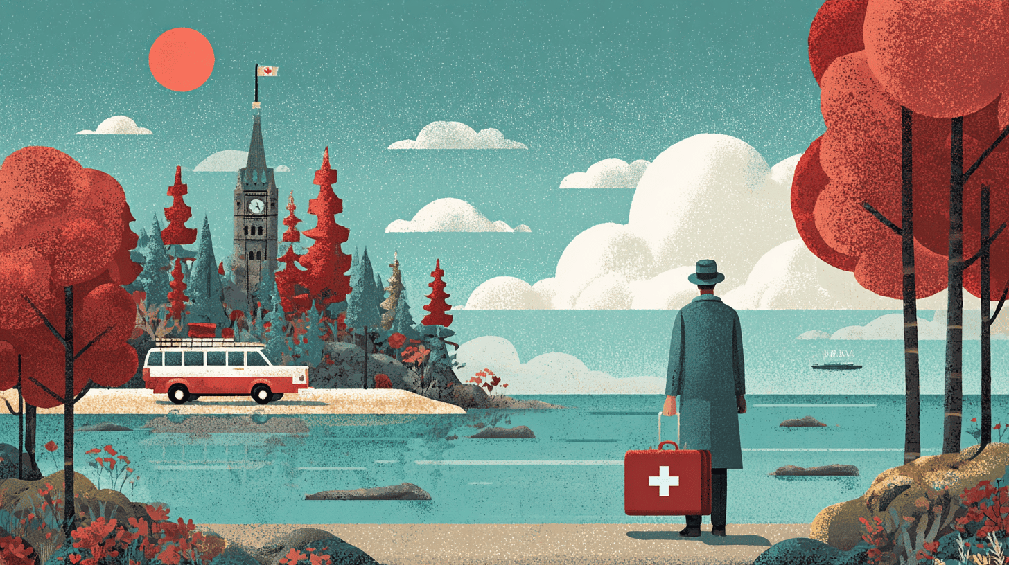 Canadian traveler filling out medical questionnaire for travel insurance