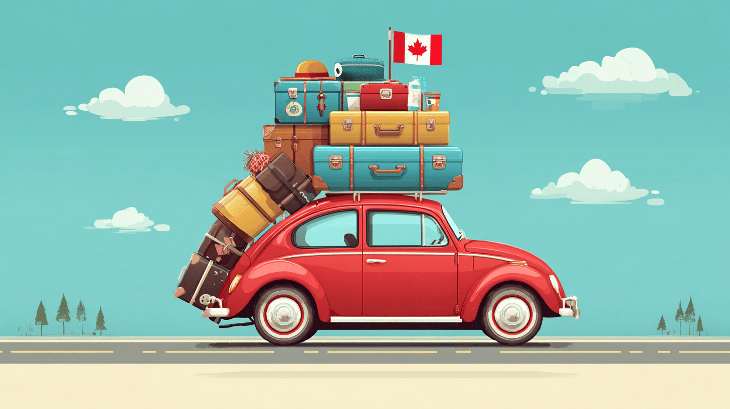 Canadian traveler checking passport and travel documents before international trip