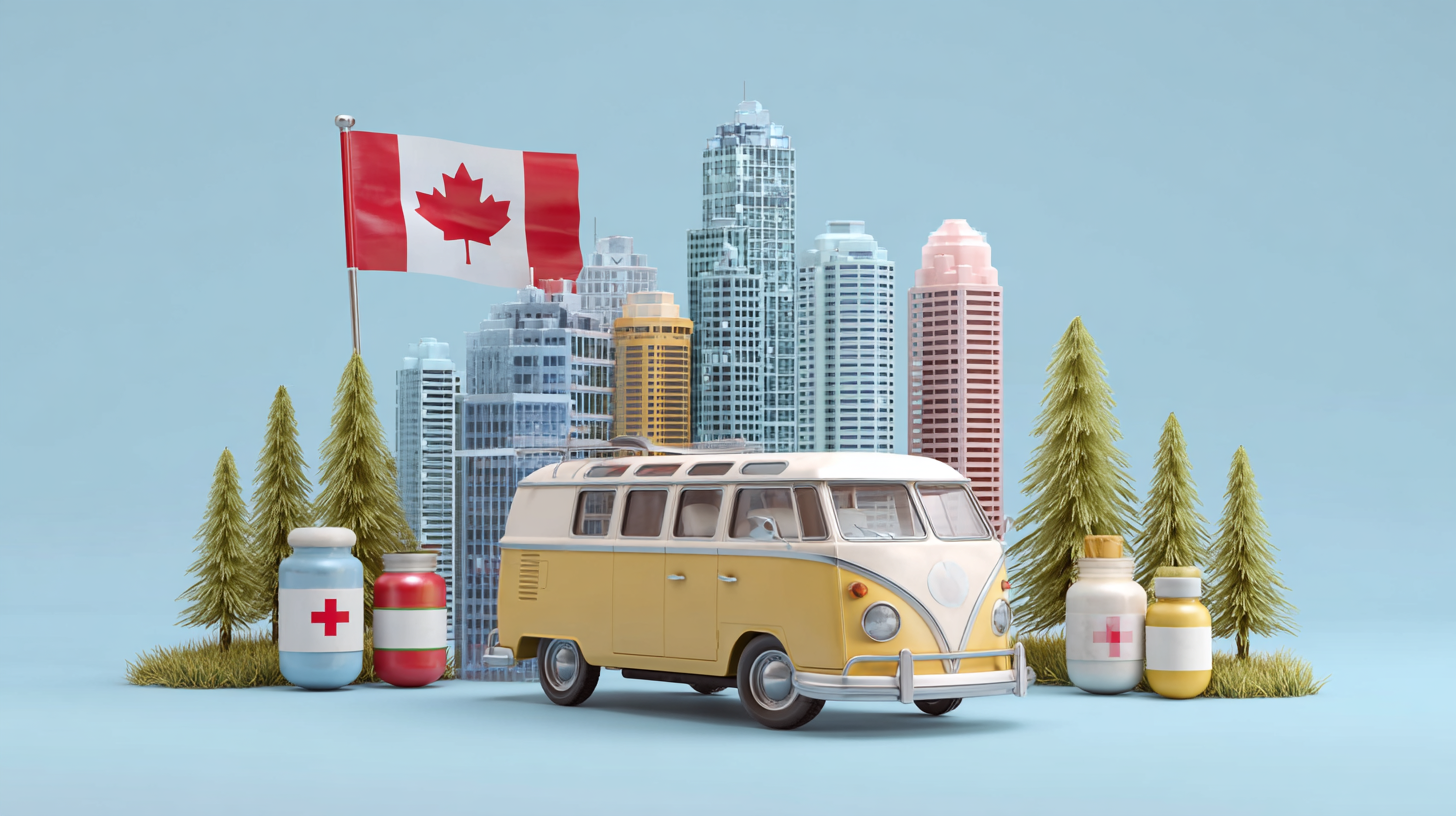 Traveler with travel medical insurance documentation for Canada