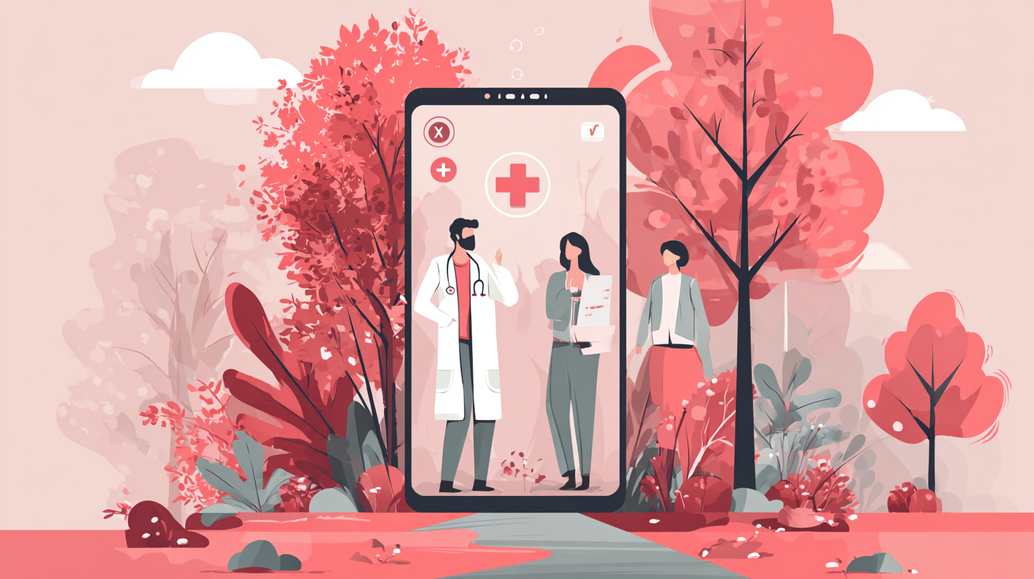 Traveler using telemedicine service on smartphone while abroad