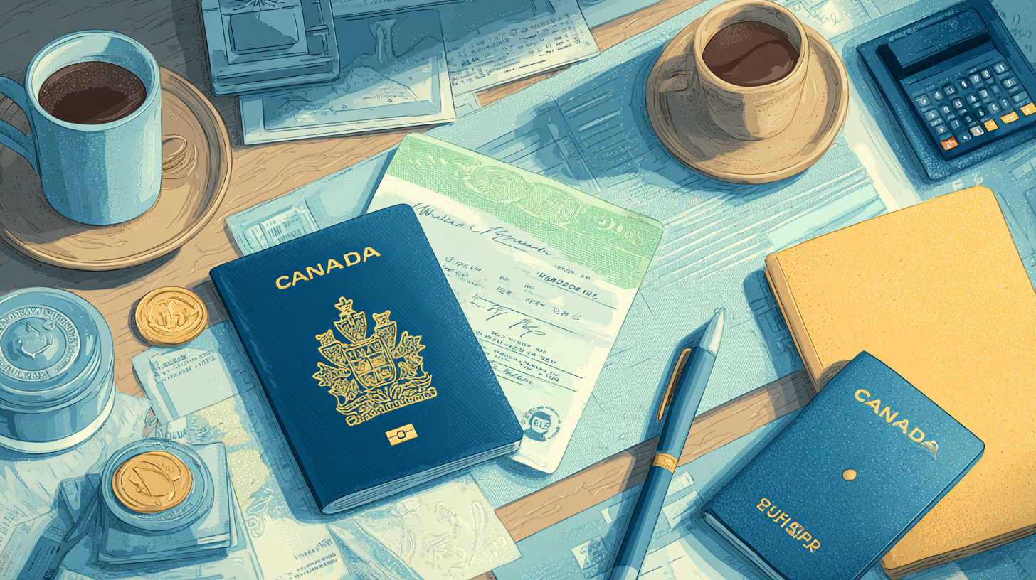 Family completing Super Visa application documents together