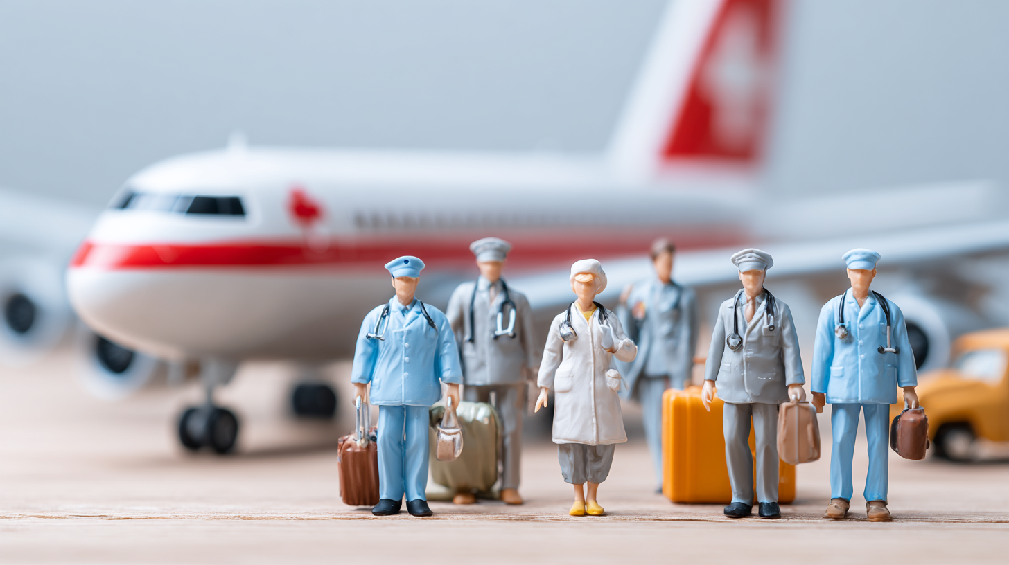 HR professional explaining travel insurance coverage to employees before international business trip