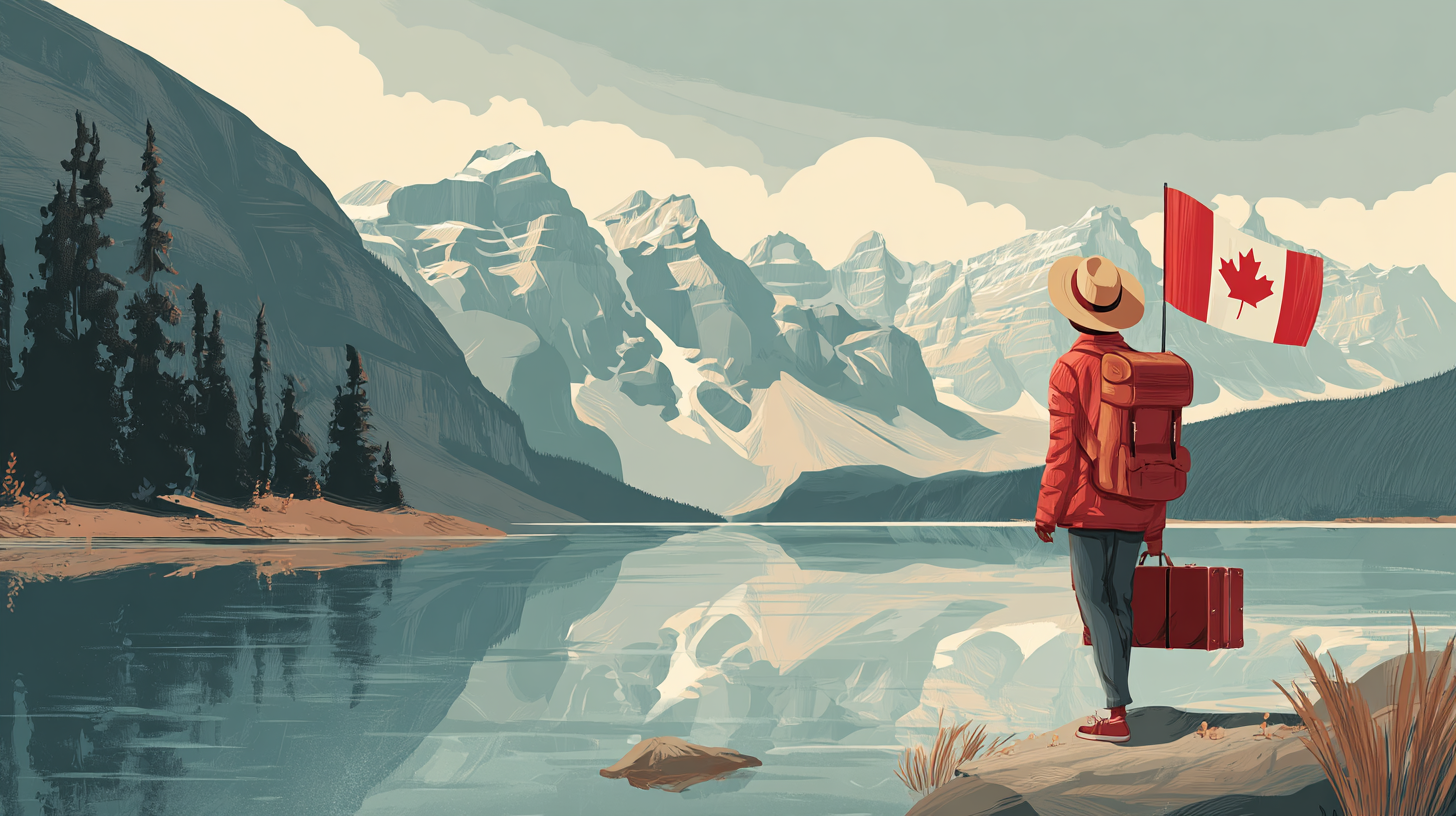 Person completing IEC work permit application on computer