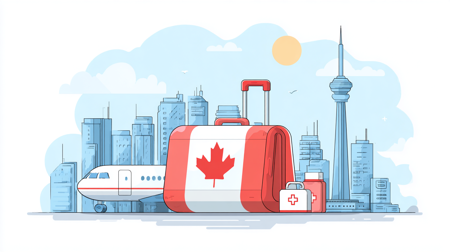 Canadian traveler checking travel insurance policy expiration date on smartphone