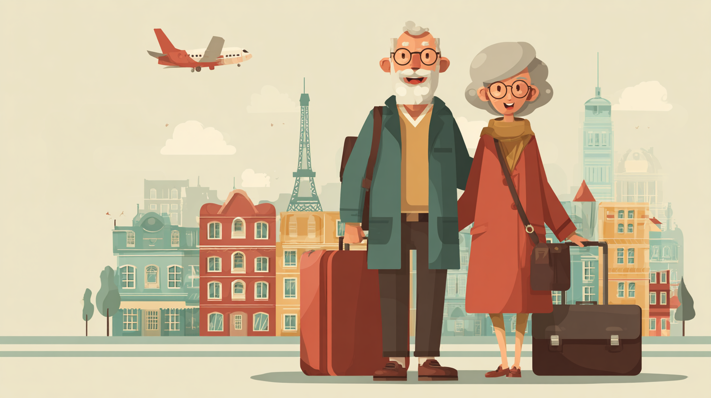Senior couple completing travel insurance paperwork with healthcare professional