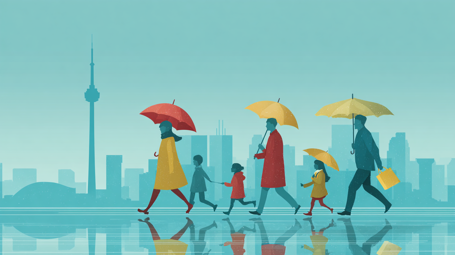 Canadian family reviewing travel insurance documents before their trip