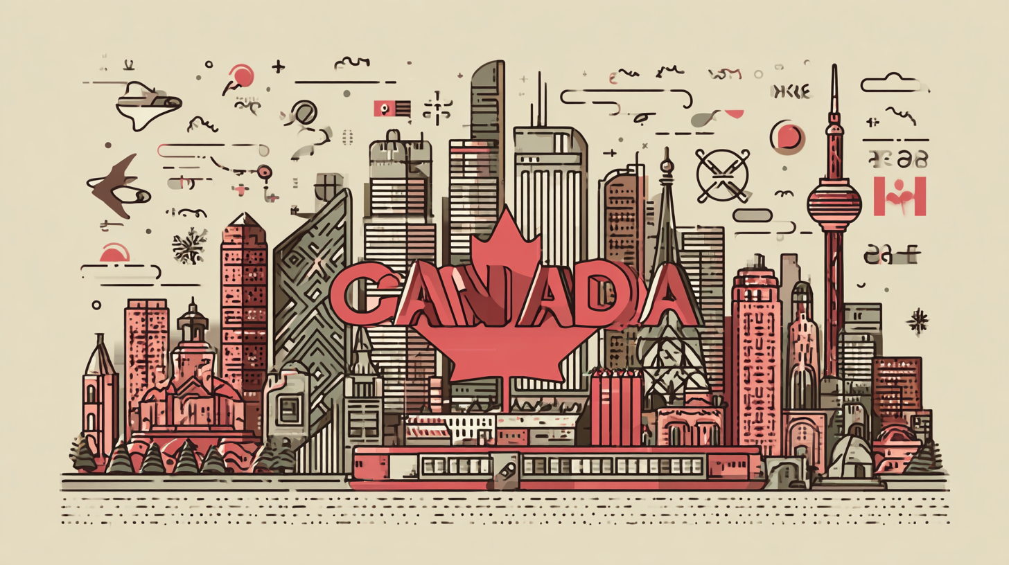 Canadian flag with immigration documents and IEC visa application materials