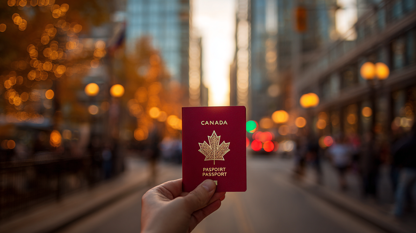 Person preparing IEC visa documents and health insurance paperwork for Canada