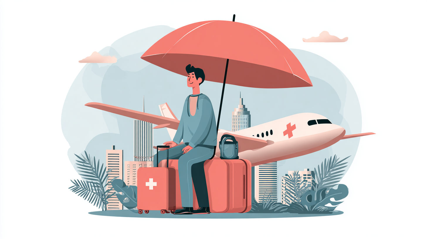 Traveler using smartphone app to access travel insurance emergency contact information