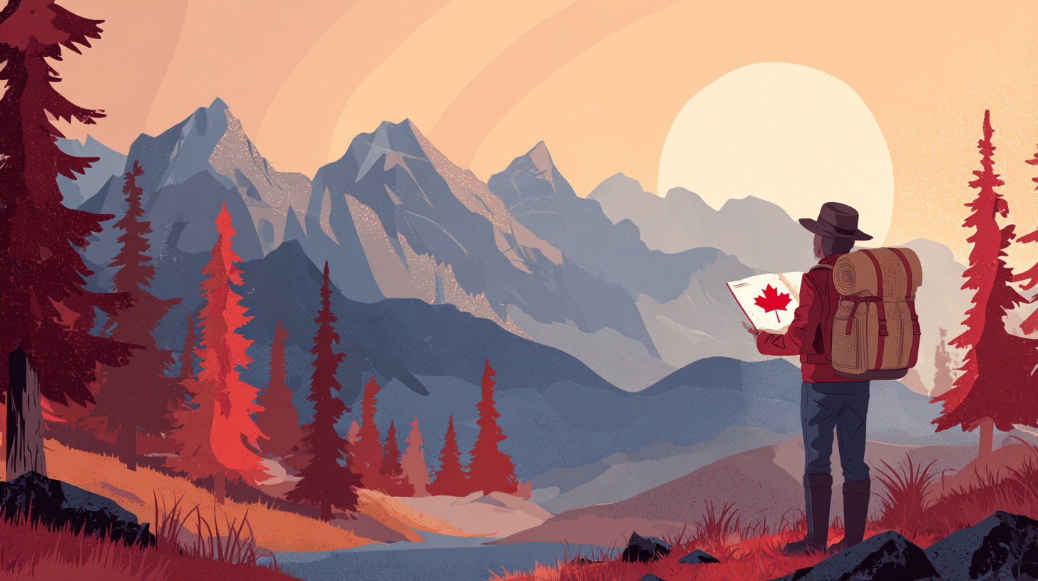 Young traveler arriving in Canada with luggage for IEC Working Holiday