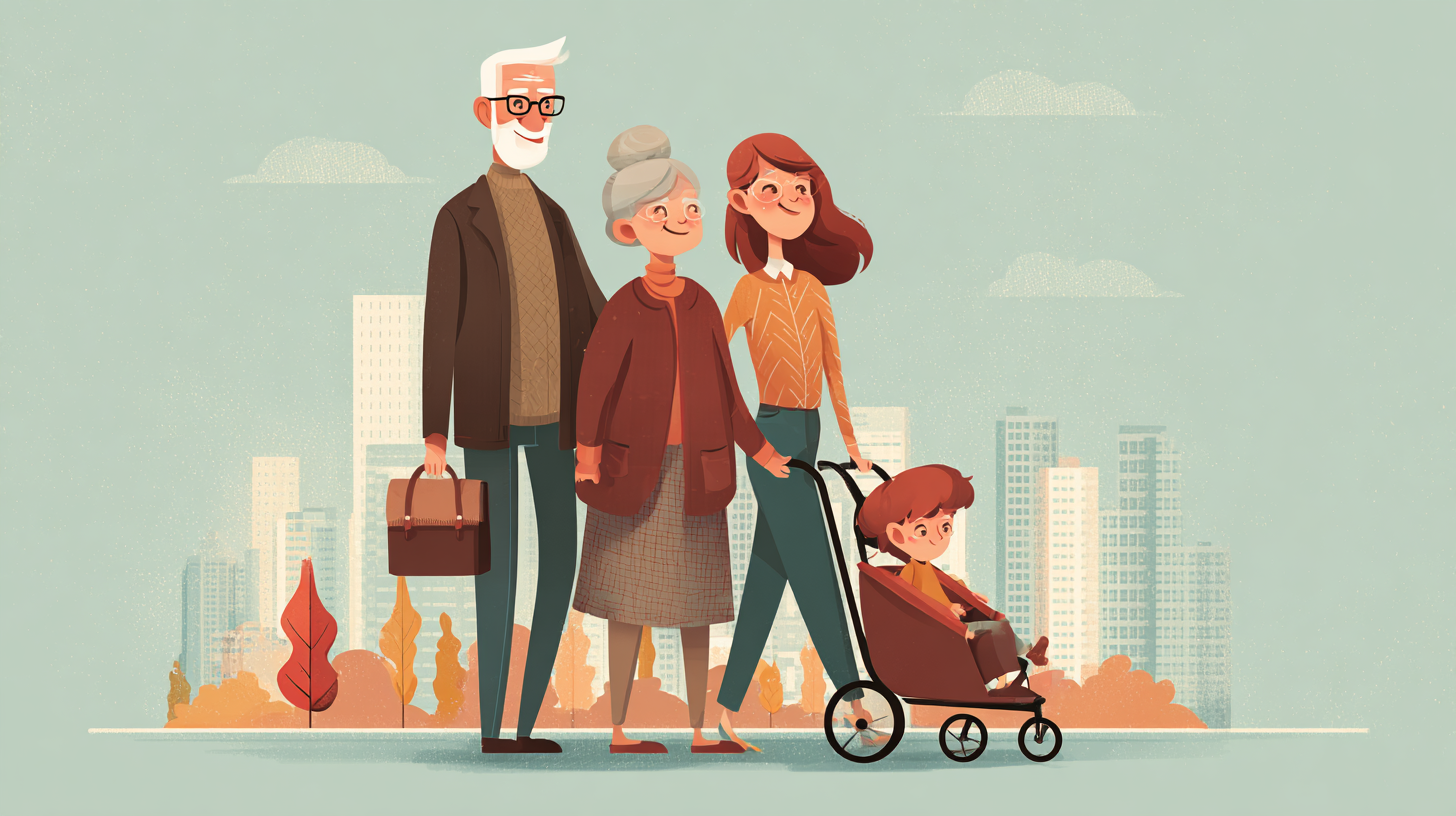 Happy Canadian family reunion with grandparents visiting on Super Visa