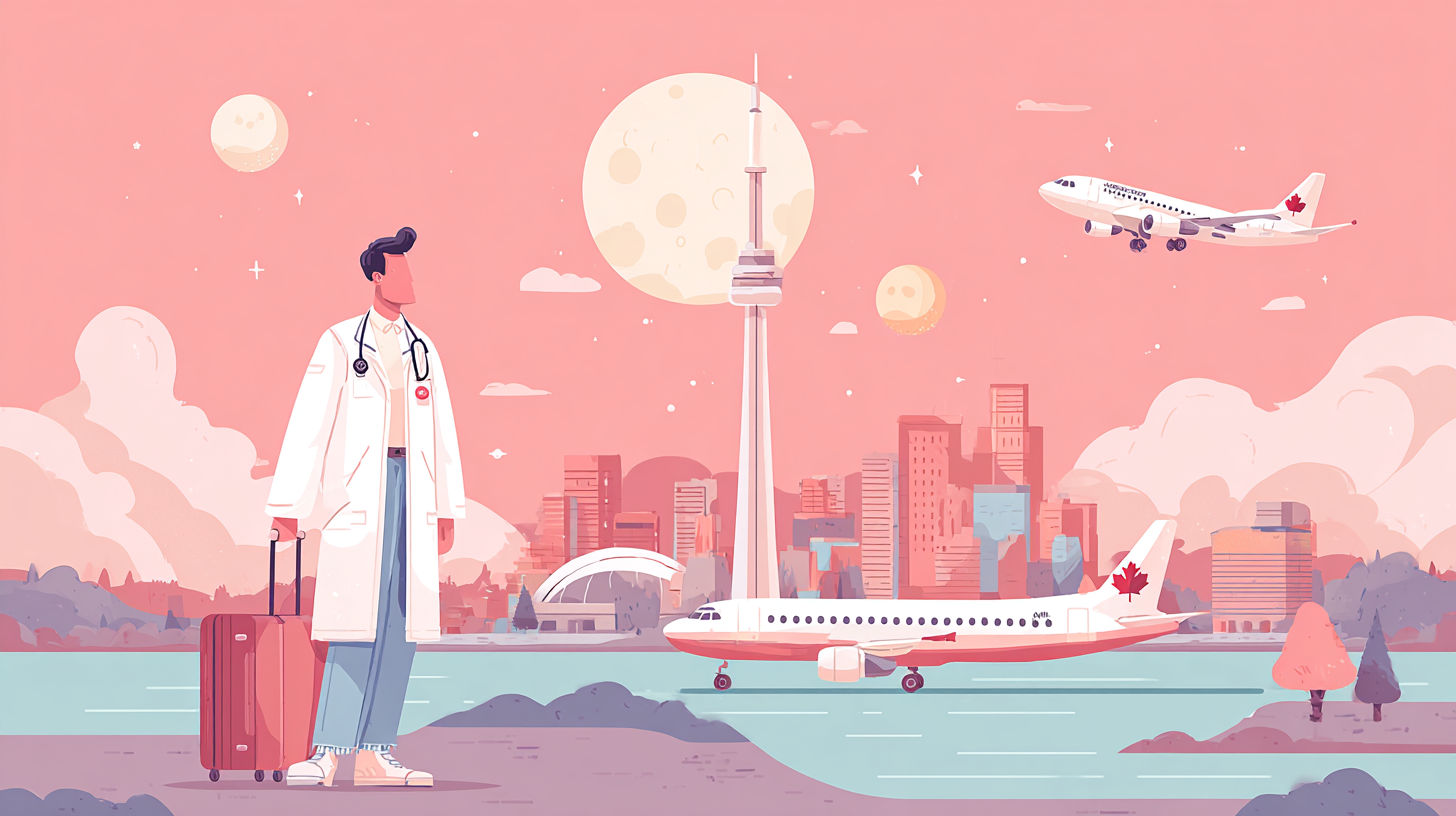 Doctor providing virtual medical consultation to Canadian traveler via smartphone