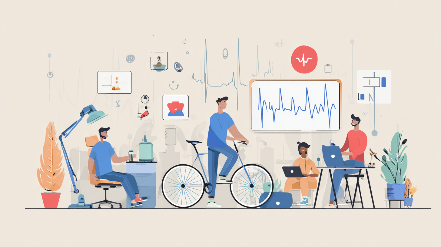 Remote employees working from home with health benefits accessible on digital devices