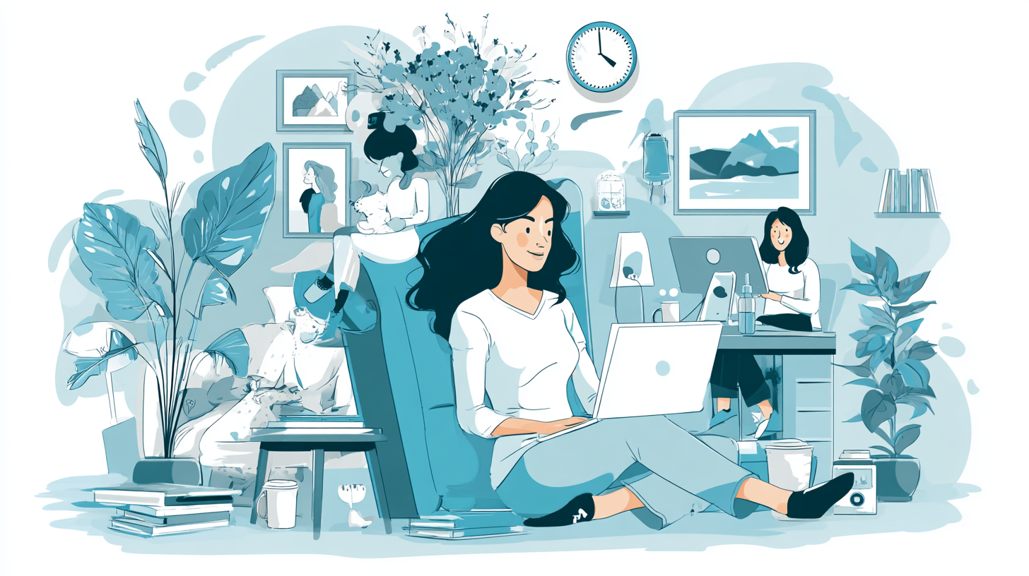 Remote employee accessing virtual healthcare services on a laptop from home