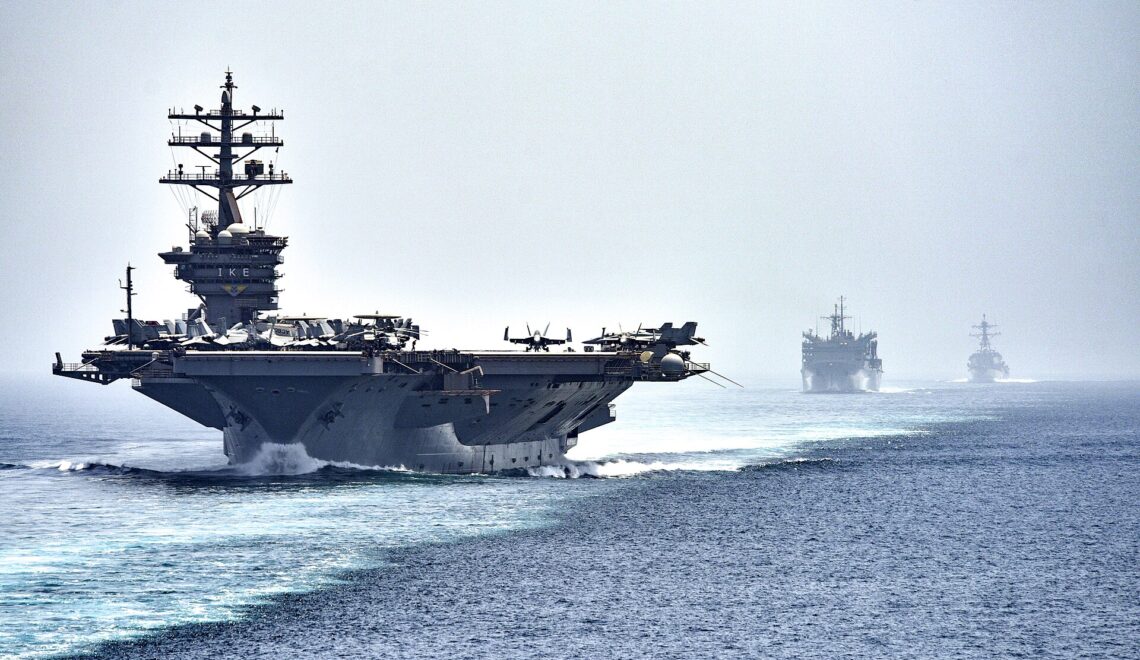 CVN 69 transits the Strait of Hormuz (28465403076) — Saudi Arabia