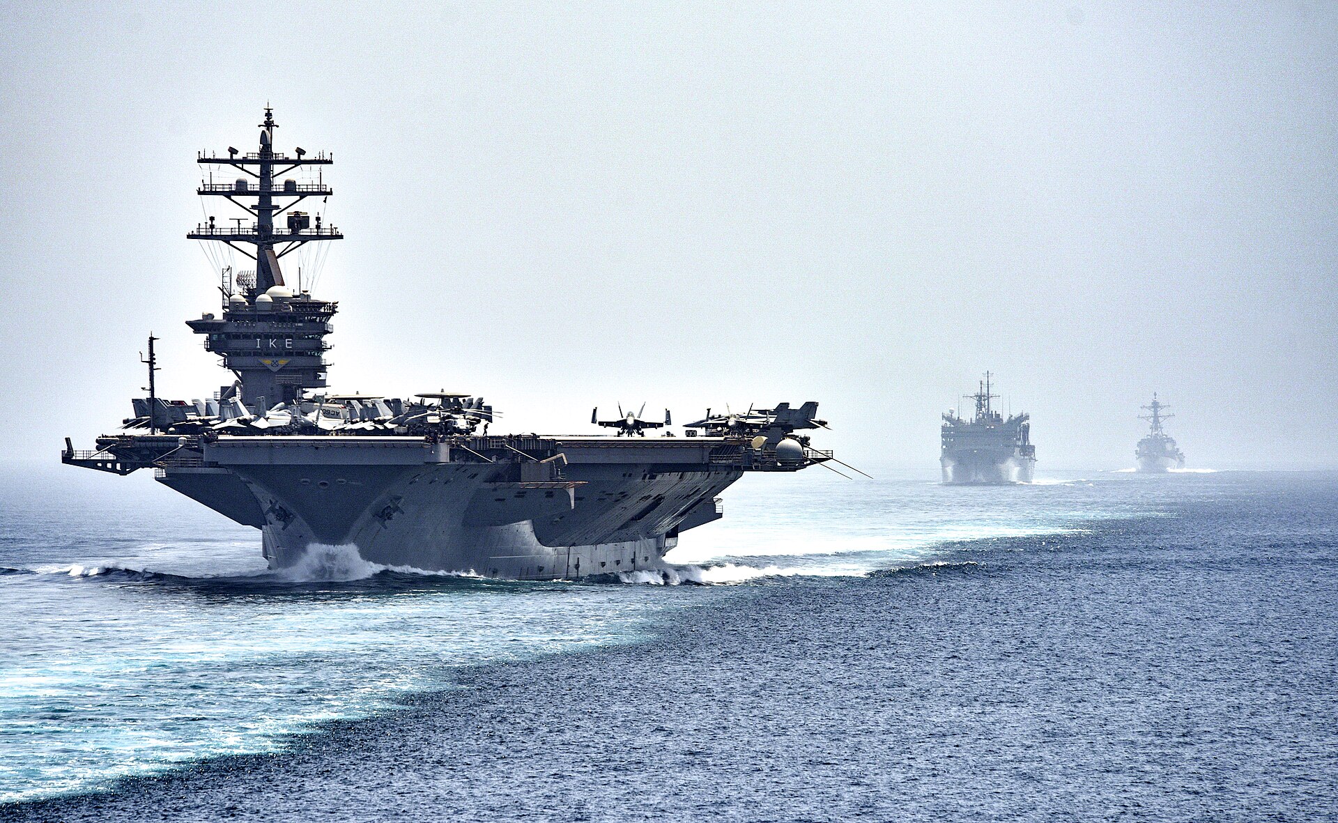 CVN 69 transits the Strait of Hormuz (28465403076) — Saudi Arabia