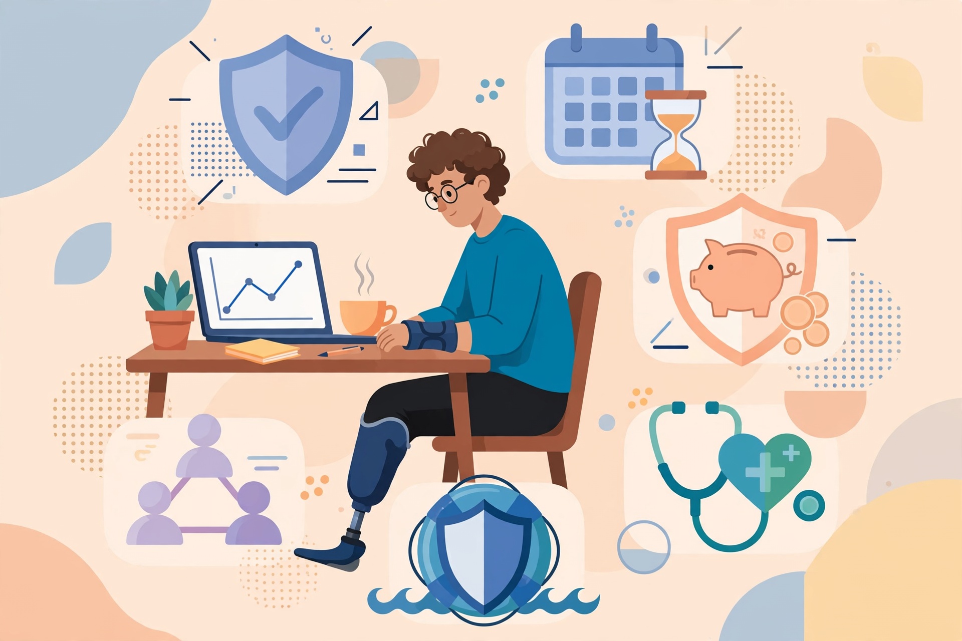 Contractor analyzing disability policy terms and coverage schedules